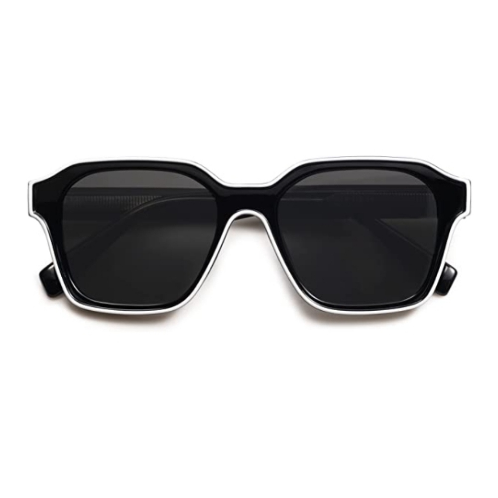 Black Square Sunglasses Retro Trendy UV400 Protection - Picture 2 of 4